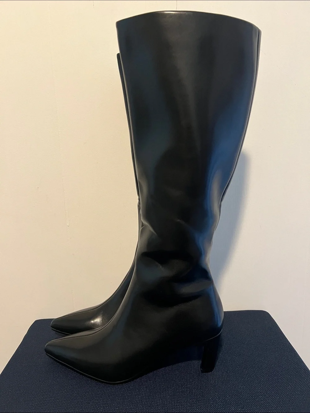 Sleek Black Over-the-Knee Pointed Toe Boots